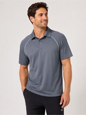 ALO Yoga Men’s Slate Gray Polo White Piping